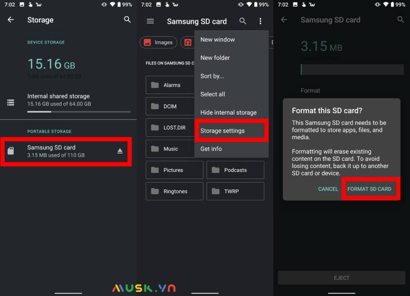 Cách khắc phục điện thoại Android không nhận thẻ nhớ