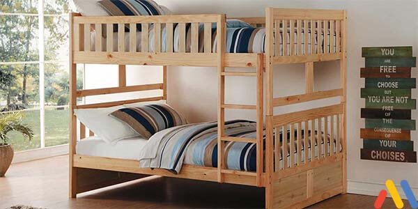 Giường ngủ 2 tầng gỗ thông cho người lớn