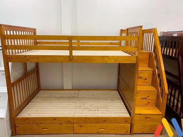 Giường tầng gỗ thông nhập khẩu cho trẻ rộng 1m2 