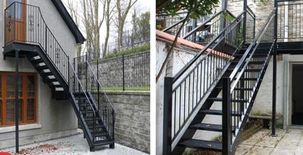 Lan can cầu thang sắt ngoài trời rất an toàn cho người dùng