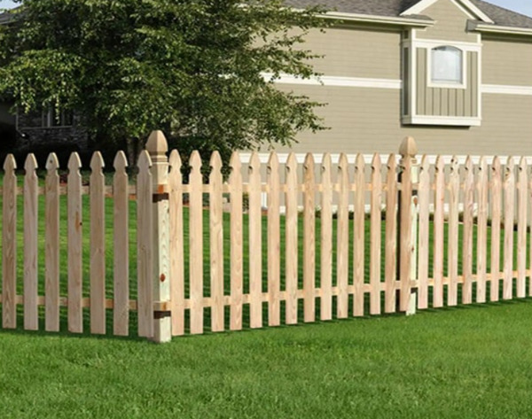 Hàng rào gỗ trang trí giá rẻ theo hình mũi giáo