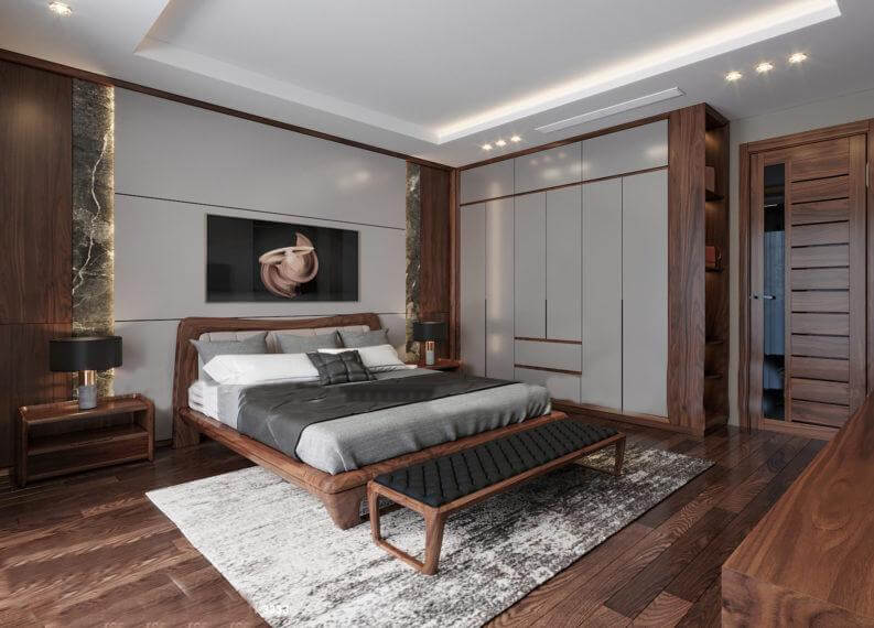 Với biệt thự 1 tầng 3 phòng ngủ có diện tích rộng bạn có thể bố trí đầy đủ các thiết kế nội thất phục vụ nhu cầu sinh hoạt