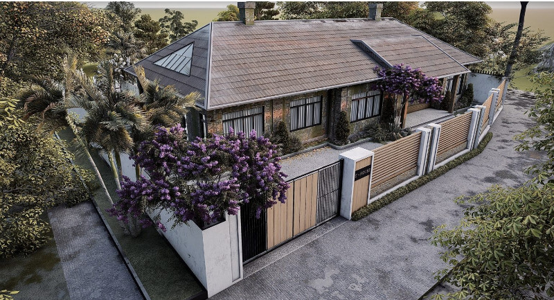 Kiến trúc mẫu biệt thự nhà vườn 1 tầng 4 phòng ngủ kiểu Nhật ấn tượng với gam nâu chủ đạo
