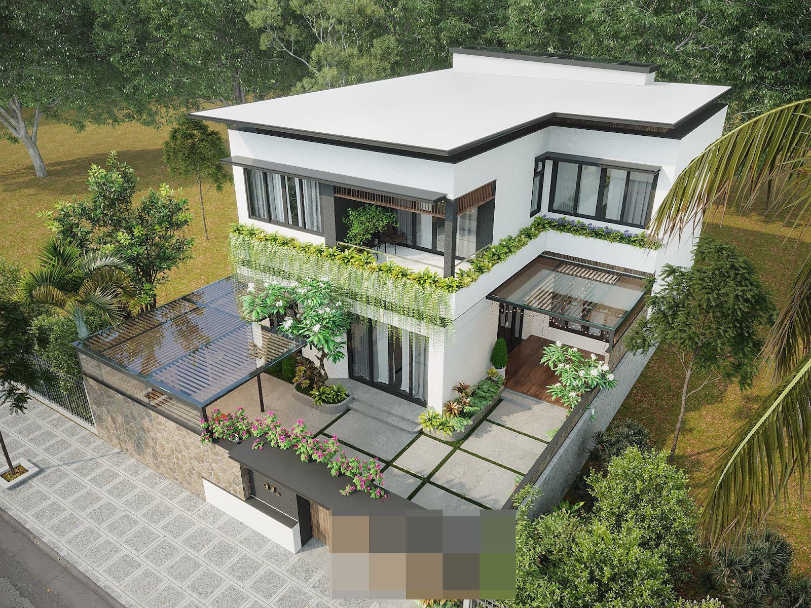Thiết kế mẫu nhà biệt thự 2 tầng mái bằng ở nông thôn