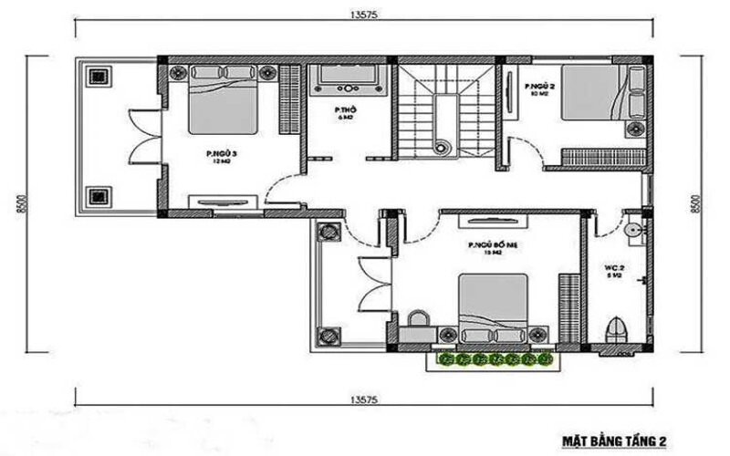 Biệt thự mini 2 tầng 3 phòng ngủ dành cho các hộ gia đình có từ 4-5 thành viên
