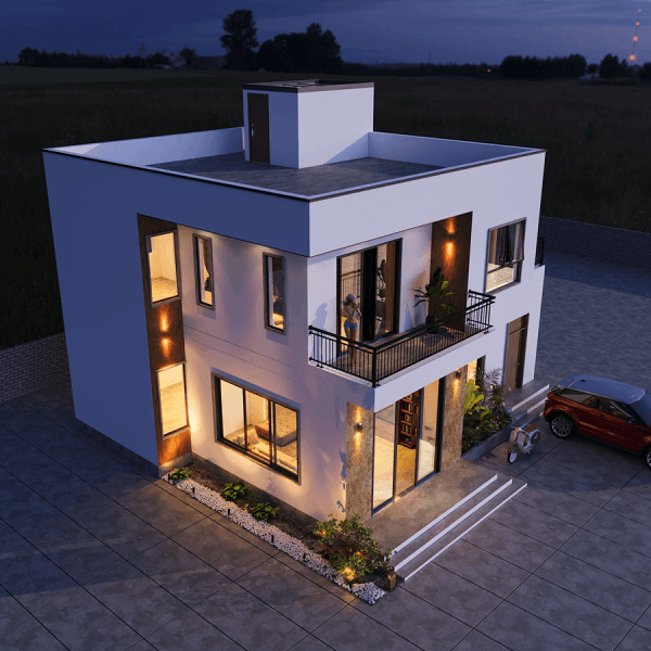 mẫu nhà biệt thự mini 2 tầng mái thái phong cách tối giản đẹp nức lòng