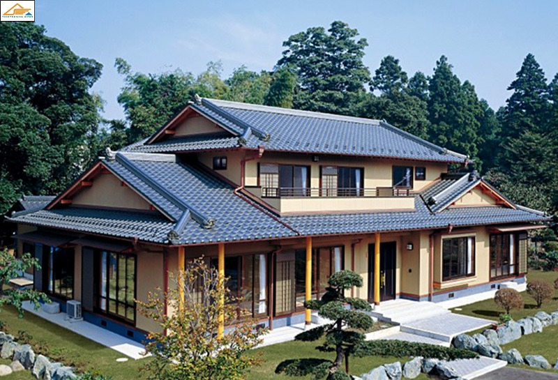 Mẫu 1 của biệt thự nhà vườn 2 tầng được xây theo phong cách Nhật
