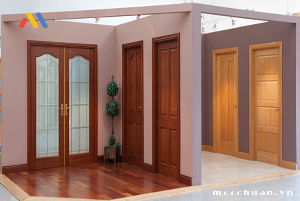 Mẫu cửa gỗ 2 cánh hiện đại fễ mix match với các món đồ nội thất hơn