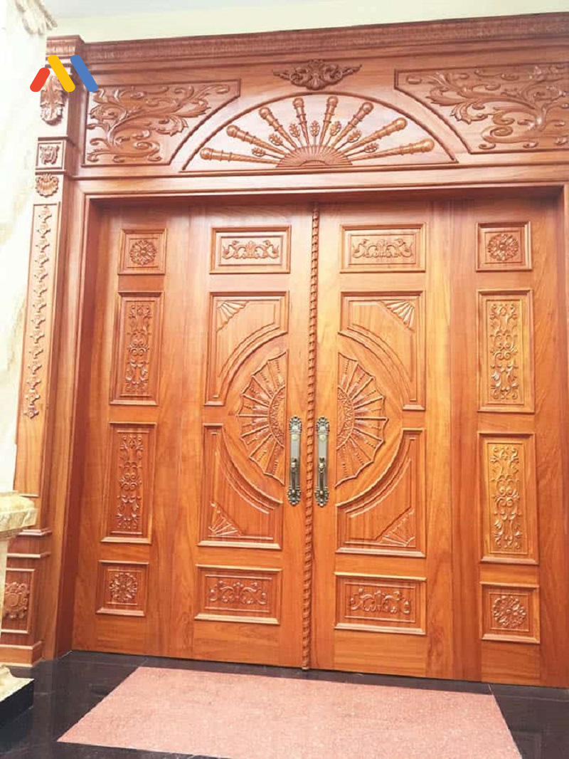 Mẫu cửa gỗ 4 cánh đẹp nhất lệch phong cách cổ điển