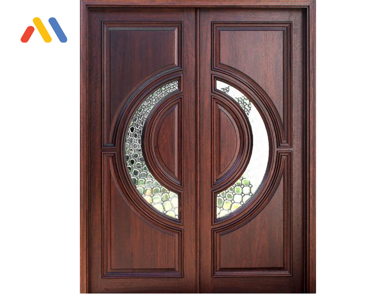 Mẫu cửa gỗ kính 2 cánh đẹp hiện đại được thiết kế bằng kính kết hợp với gỗ cao cấp mang phong cách sang trọng