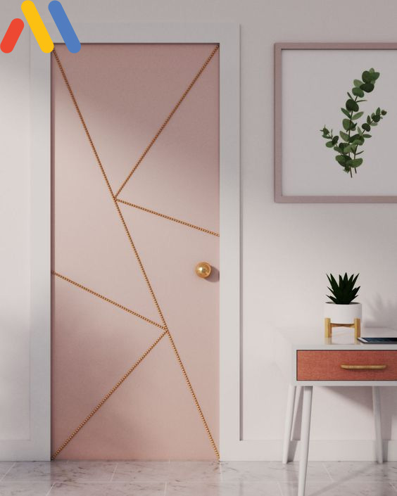 Mẫu cửa gỗ phòng ngủ thiết kế hiện đại sơn hồng