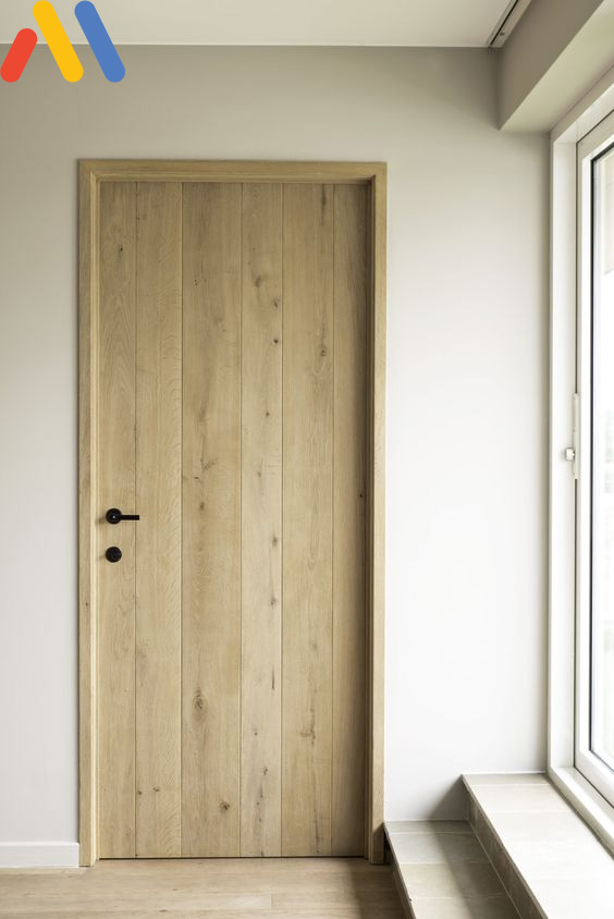 Mẫu cửa gỗ thông phòng 1 cánh đẹp phong cách tối giản