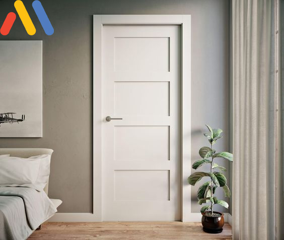 Mẫu cửa phòng ngủ bằng gỗ nhựa Composite màu trắng