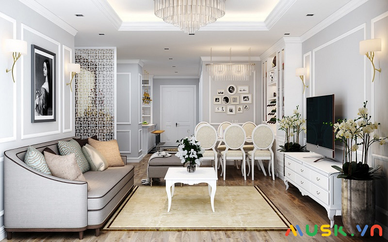 Thiết kế nội thất theo phong cách tân cổ điển sang trọng, cao cấp hiện đại