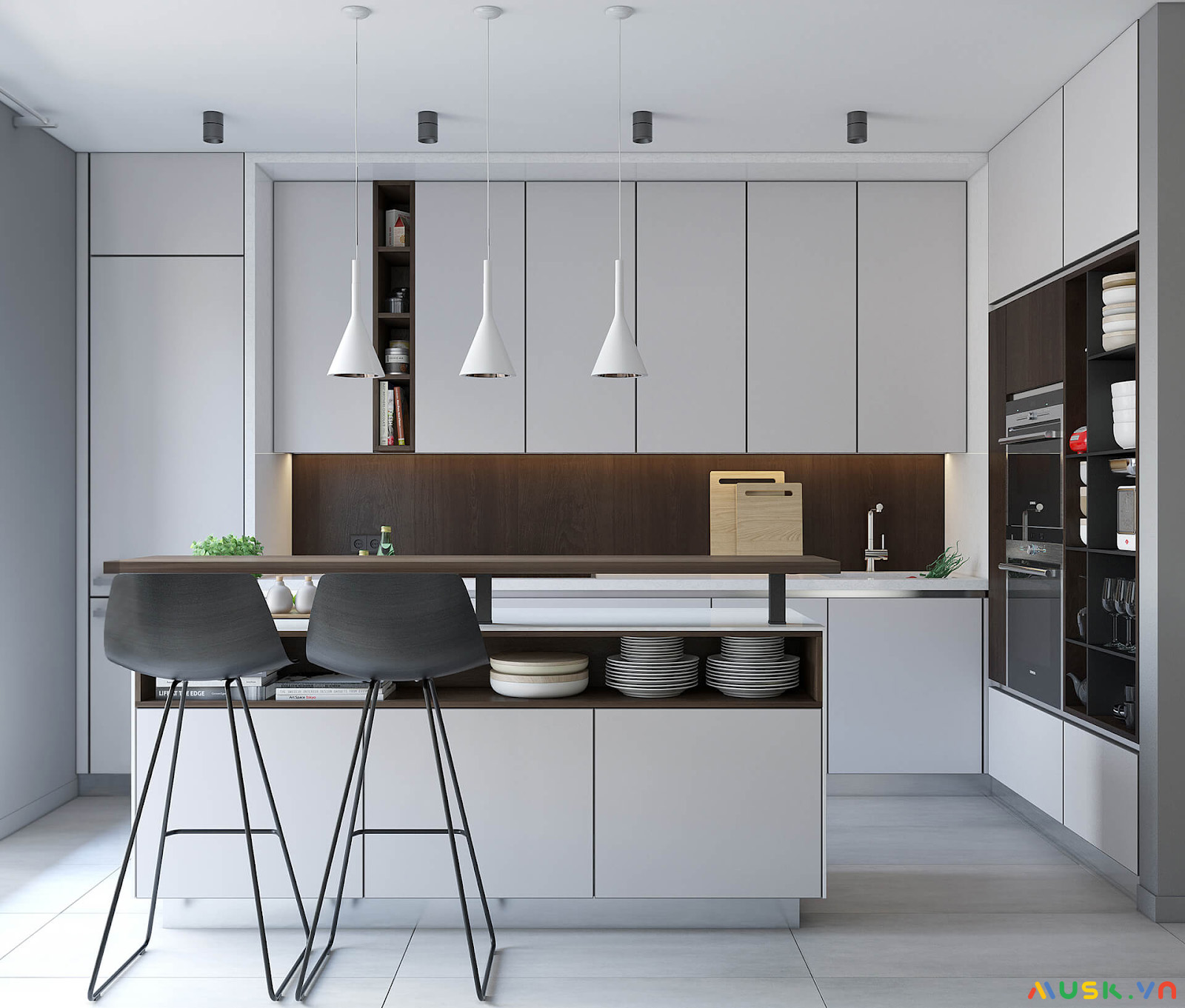 Mẫu phòng bếp phong cách nội thất minimalist nhỏ gọn tinh tế