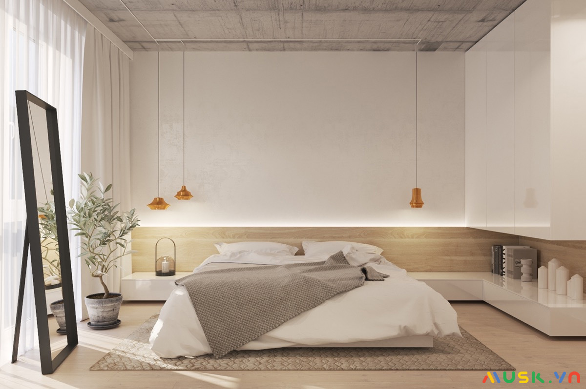 Mẫu phòng ngủ phong cách nội thất minimalist đơn giản tinh tế