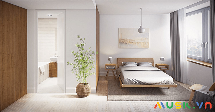 Mẫu phòng ngủ phong cách nội thất minimalist tone trắng sang trọng