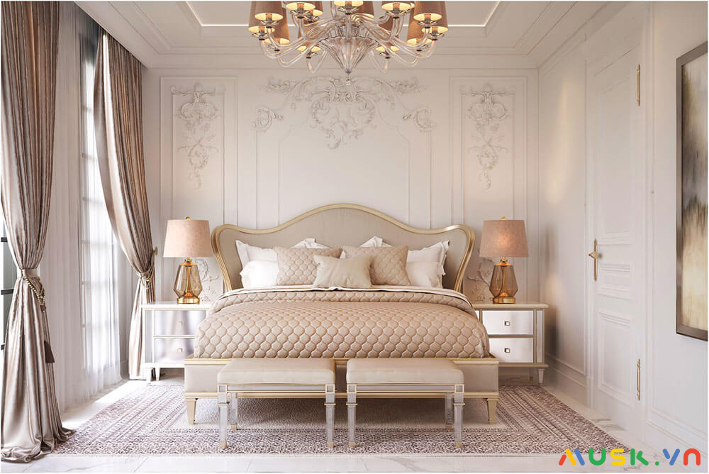 Mẫu phòng ngủ phong cách thiết kế nội thất cổ điển Châu Âu 3