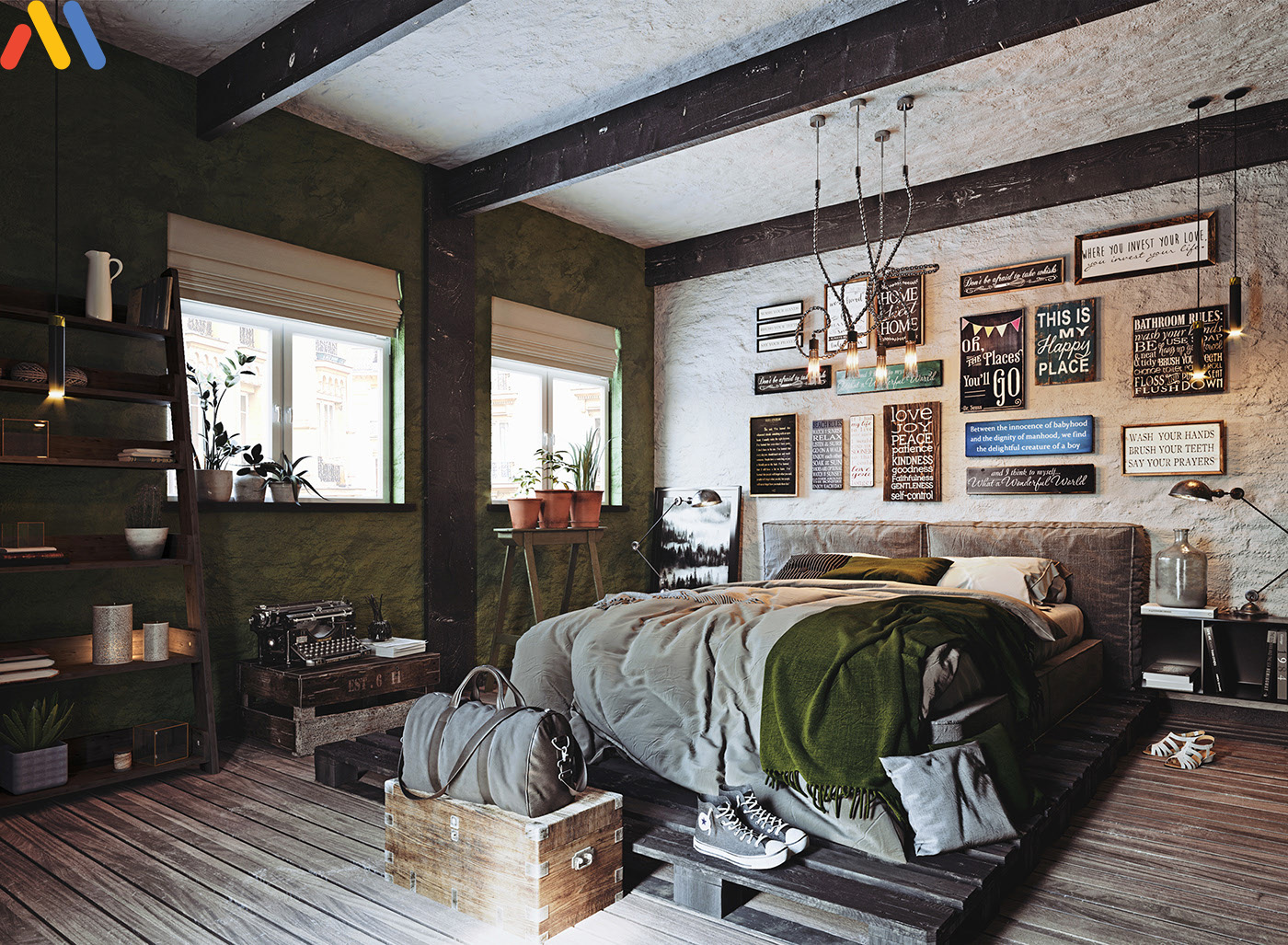 Mẫu thiết kế phòng ngủ phong cách vintage độc đáo