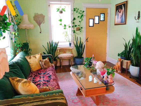 Cách trang trí nội thất phòng khách đẹp bằng cây xanh