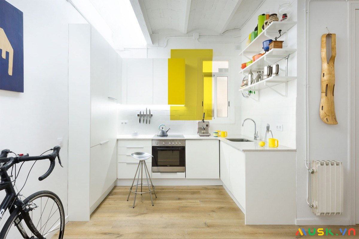 Cách bố trí bếp trong căn hộ chung cư kiểu chữ L đơn giản