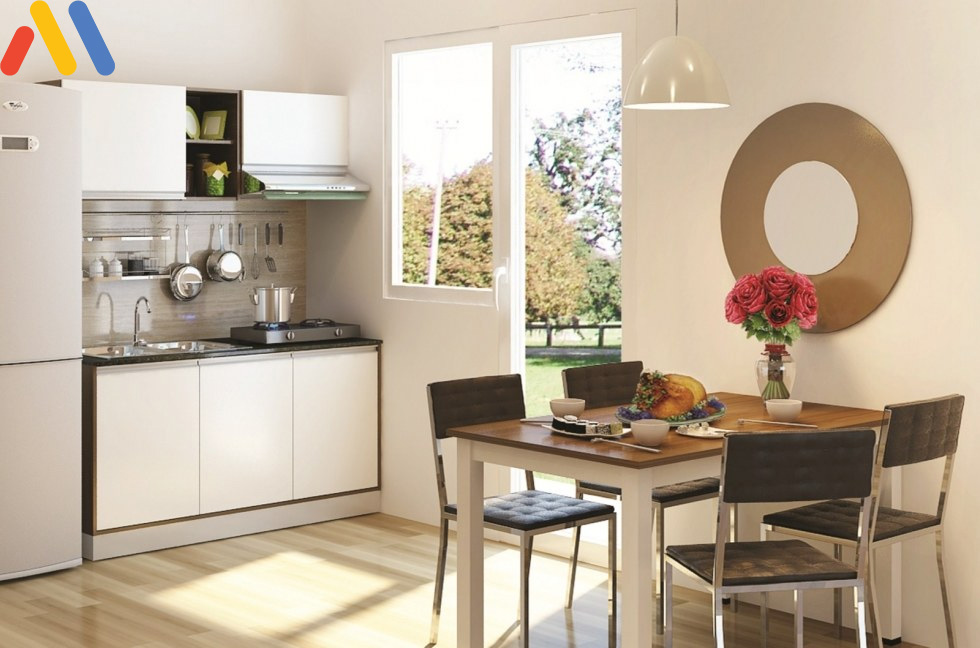 Phòng bếp đơn giản với tông màu trầm ấm 1