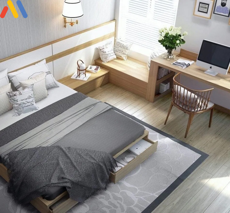 Thiết kế nội thất phòng ngủ hiện đại đơn giản 10m2 tận dụng tối ưu mọi không gian