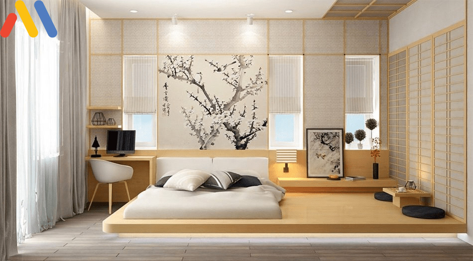 Phòng ngủ 20m2 tối giản phong cách Nhật