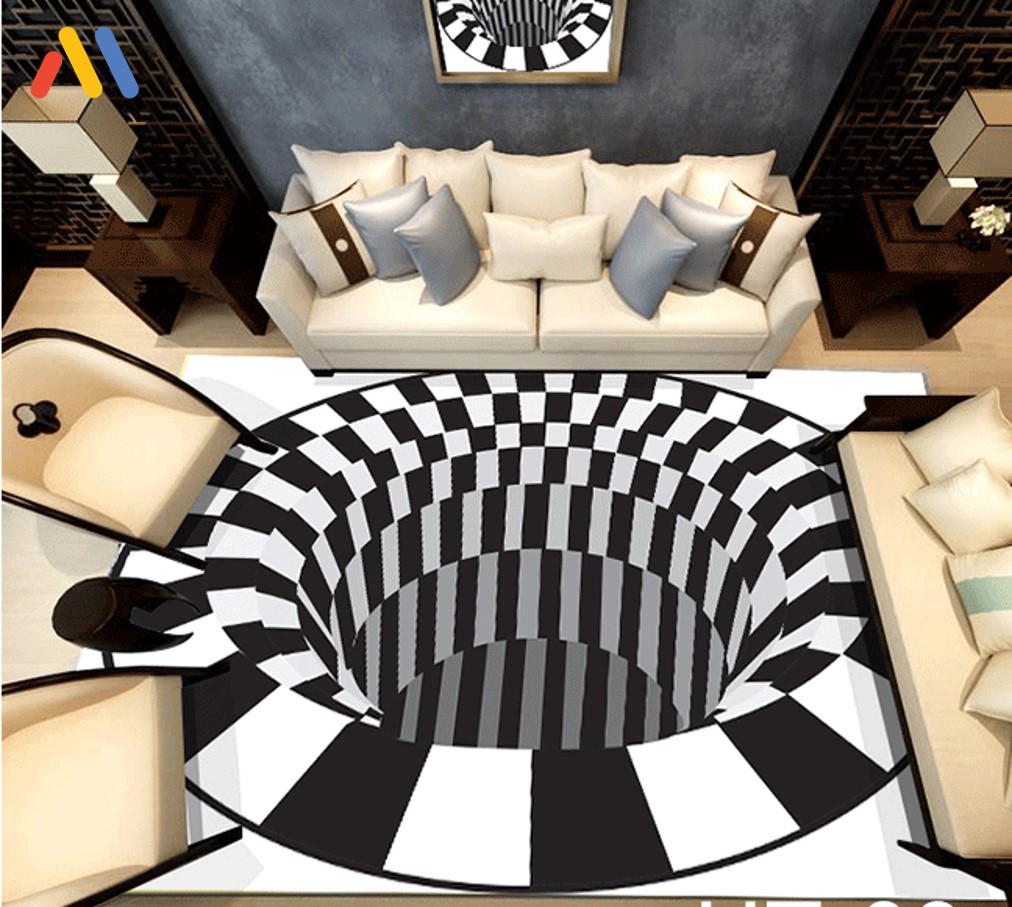 Thảm phòng khách 3D là loại thảm nằm cao cấp với mức giá lên đến chục triệu.