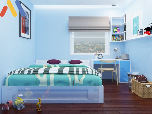 Sơn phòng ngủ màu xanh da trời cho trẻ nhỏ