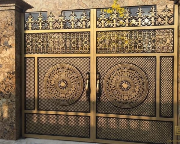 Kiểu thiết kế cửa cổng đúc đồng hình trống đồng