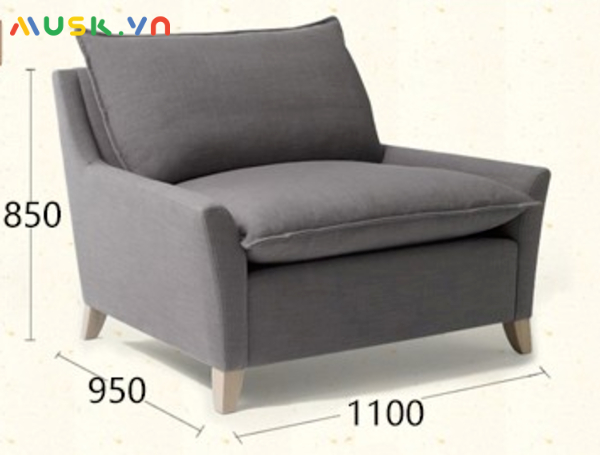 Kích thước của ghế sofa đôi chỉ khoảng 1100mm