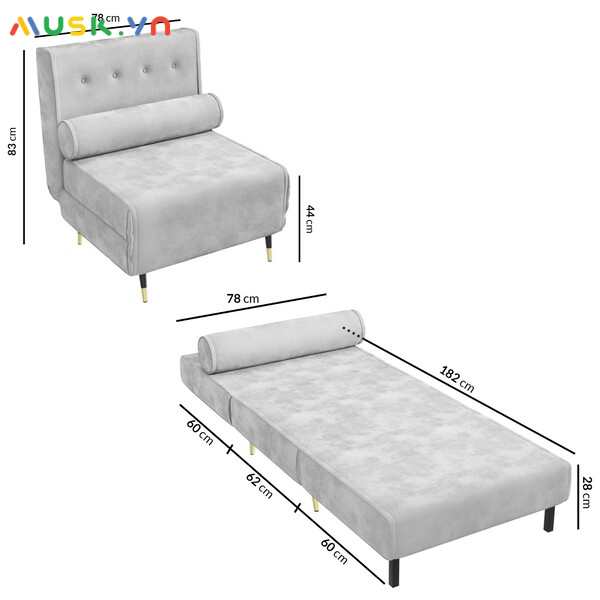 Ghế sofa kích thước giường đơn 
