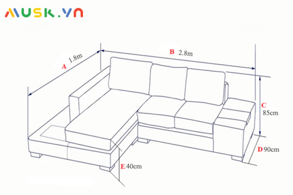 Kích thước ghế sofa giường góc chữ L 