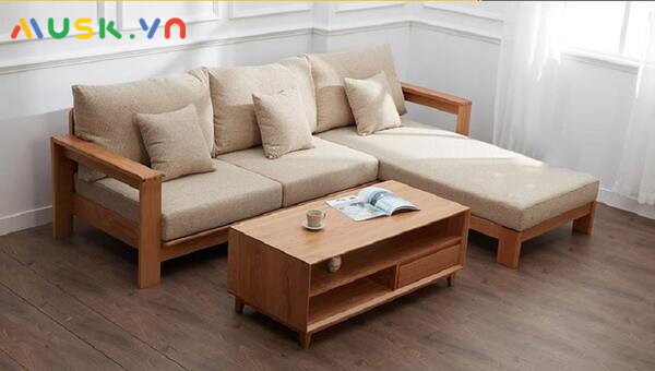 Ghế sofa gỗ chữ L loại trung bình
