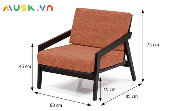 Kích thước ghế sofa gỗ đơn 