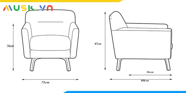 Kích thước ghế sofa văng gỗ đơn