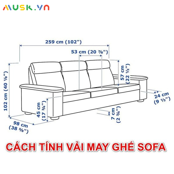 Sofa rộng thích hợp cho 3 - 4 người ngồi thoải mái 