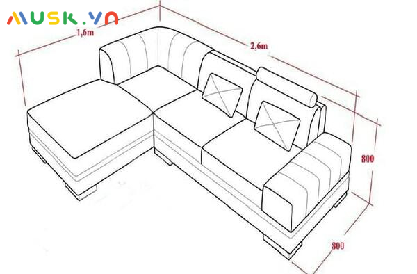 Sofa chữ L 2 chỗ thích hợp cho phòng khách có diện tích trung bình