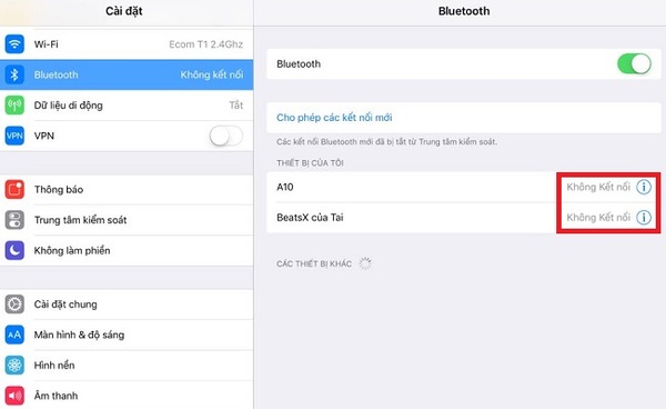 Kiểm tra kết nối Bluetooth trên thiết bị iPhone