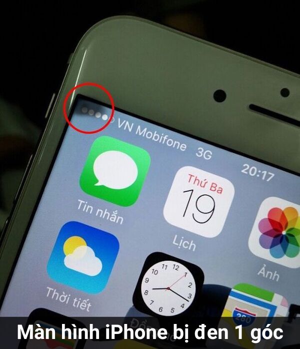 màn hình iphone bị đen 1 góc