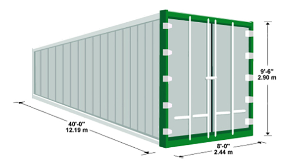Kích cỡ thùng container 40 feet