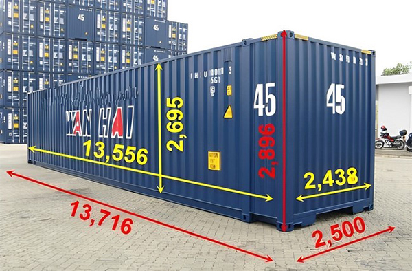 Kích thước container 45 feet cao