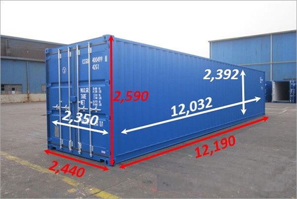 Kích thước xe container 40 feet khô