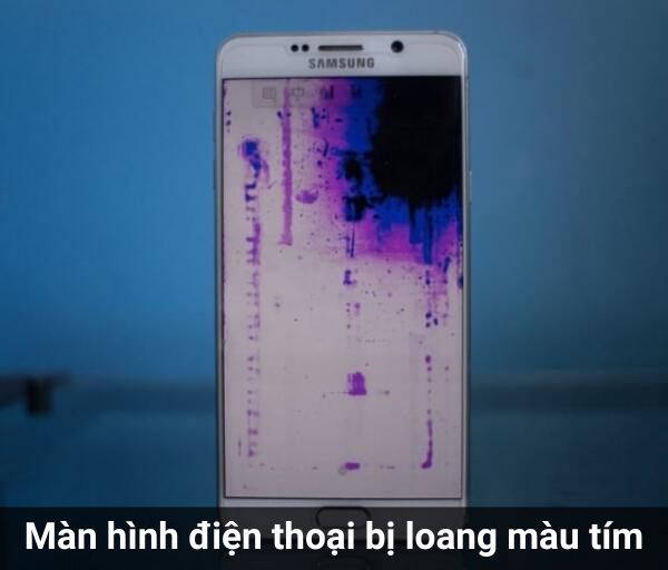 màn hình điện thoại bị loang màu tím