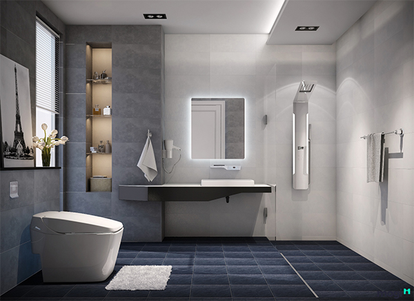 Mẫu thiết kế nội thất phòng tắm cho mẫu nhà cấp 4 diện tích 8x15