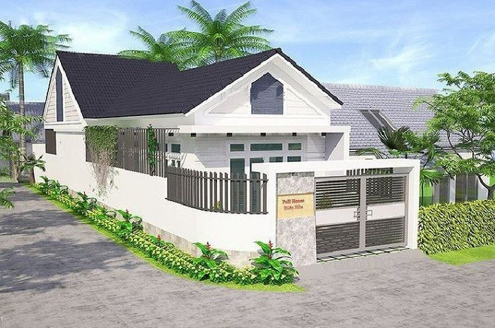 Nhà thiết kế hàng rào cây xanh và hoa quanh tường nhà