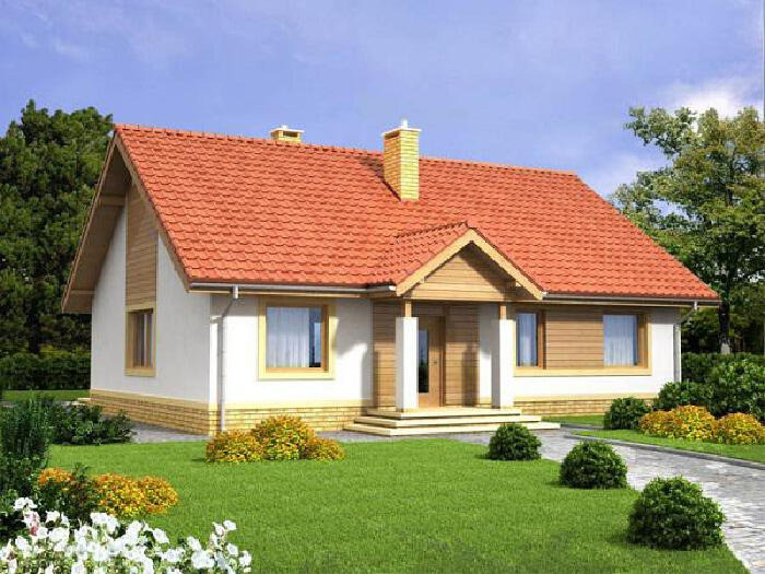 Thiết kế nhà theo kiểu Âu với ngói đỏ và tường gỗ