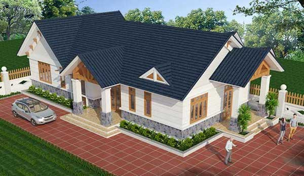 Nhà mái thái 100m2 với khoảng sân vườn rộng rãi