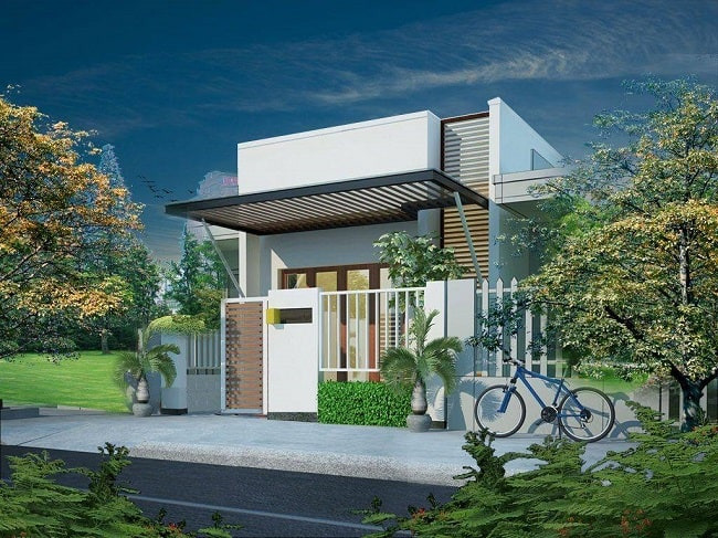 Giới thiệu mẫu nhà cấp 4 gác lửng 5x14m thiết kế thêm hàng rào bao quanh cả ngôi nhà